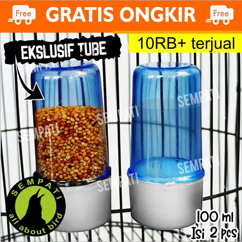 SEMPATI TABUNG DISPENSER BURUNG KENARI ITALY LOKAL CEPUK WADAH PAKAN MINUM LOVEBIRD PARKIT HAMSTER C