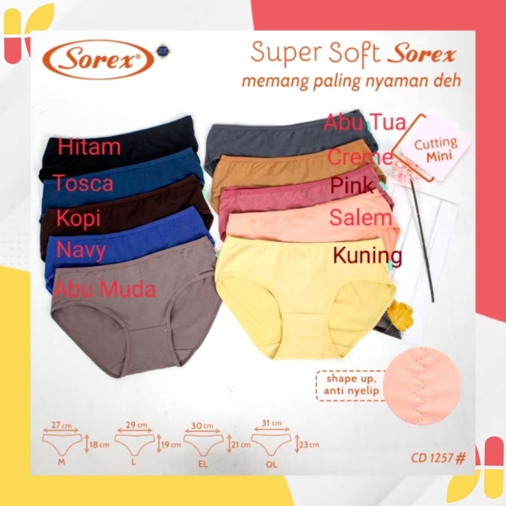 CD Sorex 1257 - 1 lusin 12 pcs - Size L - aneka warna