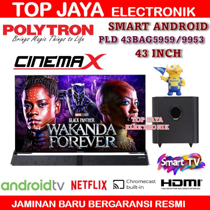POLYTRON 43 INCH ANDROID SMART TV SOUNDBAR PLD43BAG5959/9953/TV ANDROID POLYTRON 43 INCH SOUNDBAR