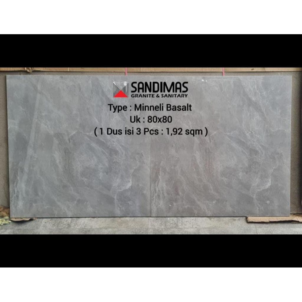 Granit lantai sandimas 80x80 Minneli basalt Glossy polished