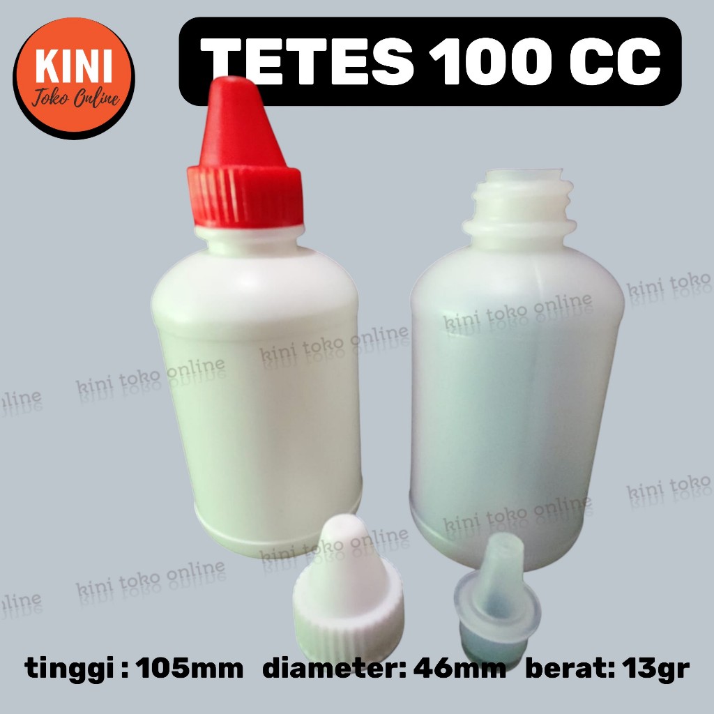 isi 10pcs - CC botol tetes 100 ml BOLONG LANCIP NON SEGEL plastik kosong putih natural  bening 100ml