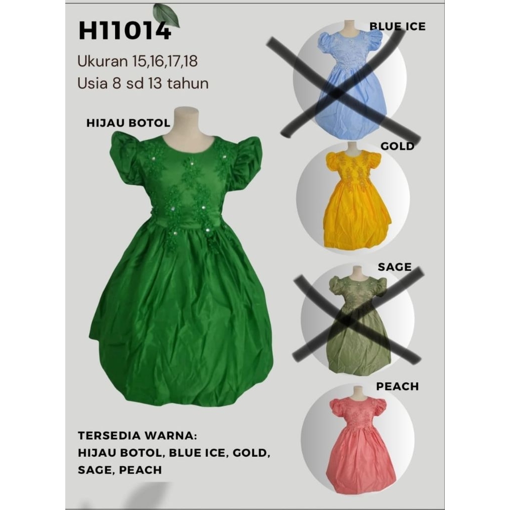 TURUN HARGA Gaun Wedding Anak-Anak Warna Hijau, Pink, Gold