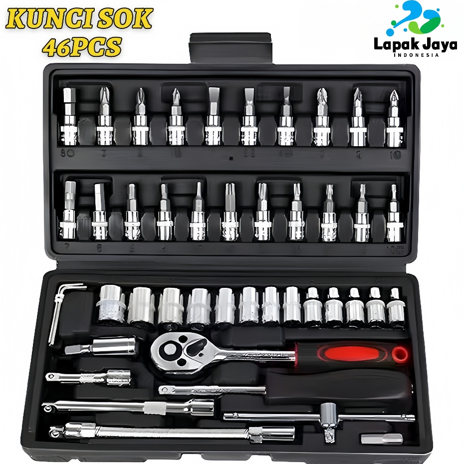 set kunci sok kunci shock 46 pcs mobil motor lengkap socket tool kit pas ring motor mobil Set Kunci 