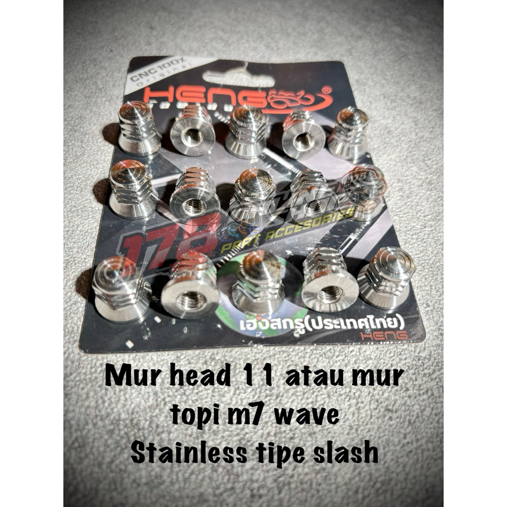 mur 11 topi atau mur hed 11 stainless tipe slash original heng