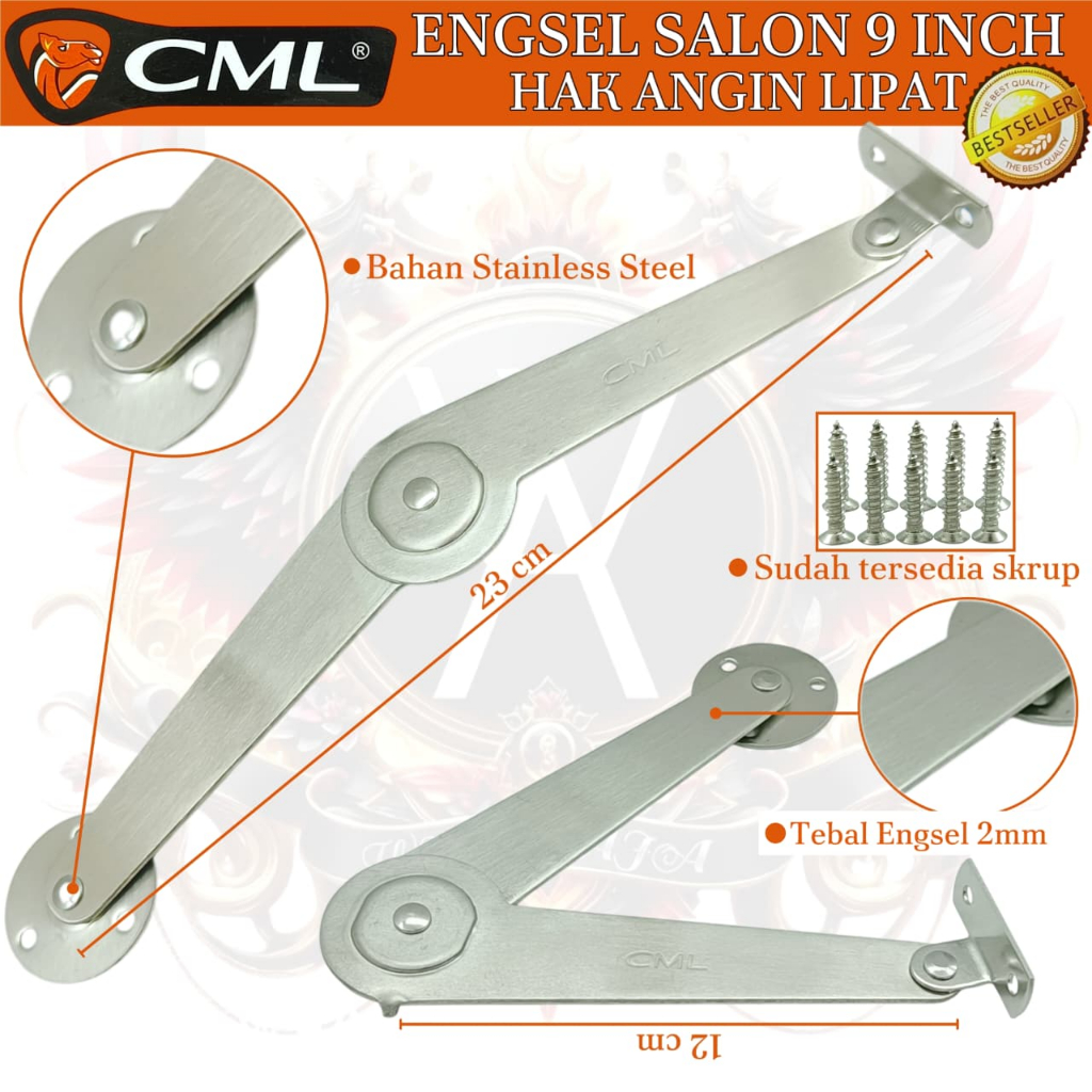 Engsel salon/Hak angin lipat 9"inch camel