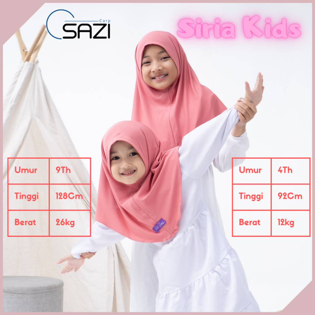 Jilbab Instan Anak / Hijab Anak Siria / Jilbab Sport Non Pet