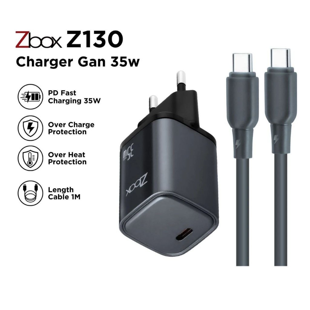 TRAVEL CHARGER ZBOX Z130 | TYPE C TO TYPE C | FAST CHARGER