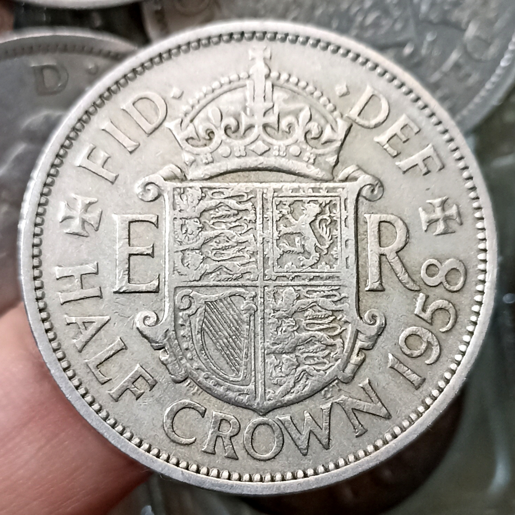 Koin Kuno Inggris (United Kingdom) Half Crown Tahun 1958