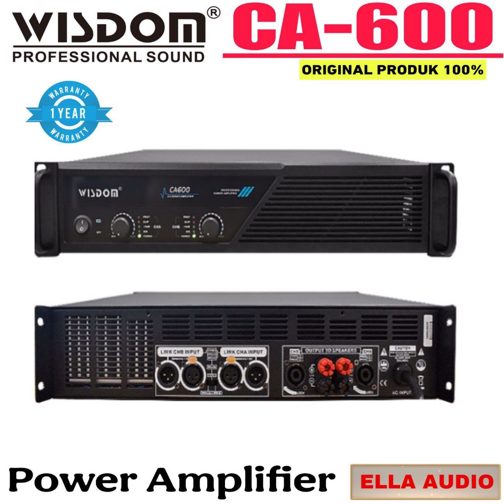 Power Amplifier Wisdom CA600 CA-600 2-Channel Ca 600