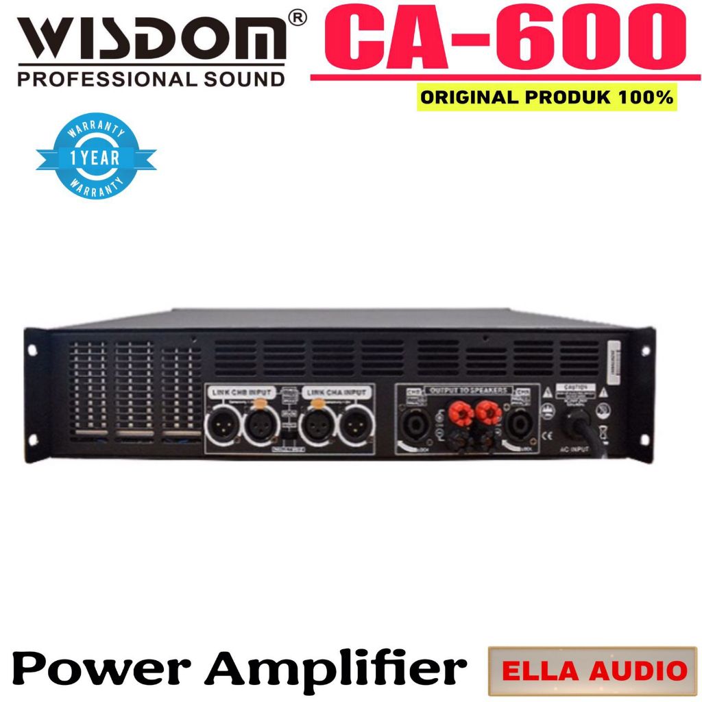 Power Amplifier Wisdom CA600 CA-600 2-Channel Ca 600