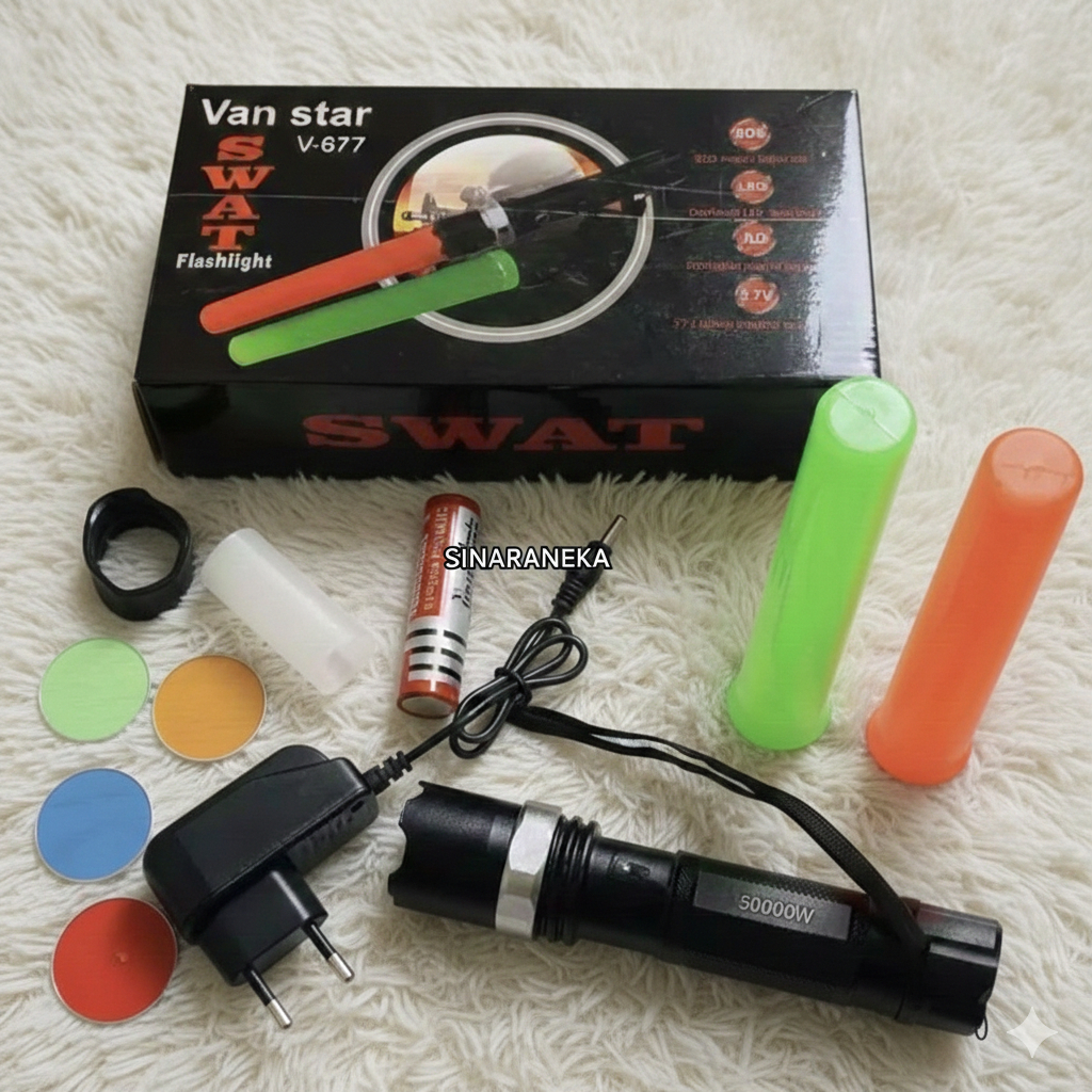 Senter Swat Police Accessories Full Set Sx8008 - senter led super terang - senter swat - senter poli