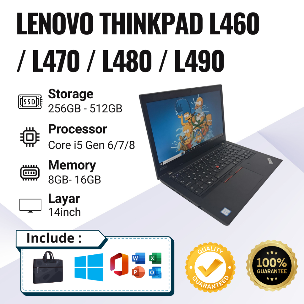Lenovo Thinkpad  L460 | L470 | L480 | L490 Ram 8GB-16GB SSD 256GB-512GB Second Berkualitas