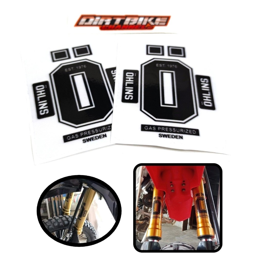 Sticker OHLINS O Stiker Shockbreaker USD Depan Ohlins Transparan Laminasi Trail KTM KLX CRF WR KX YZ