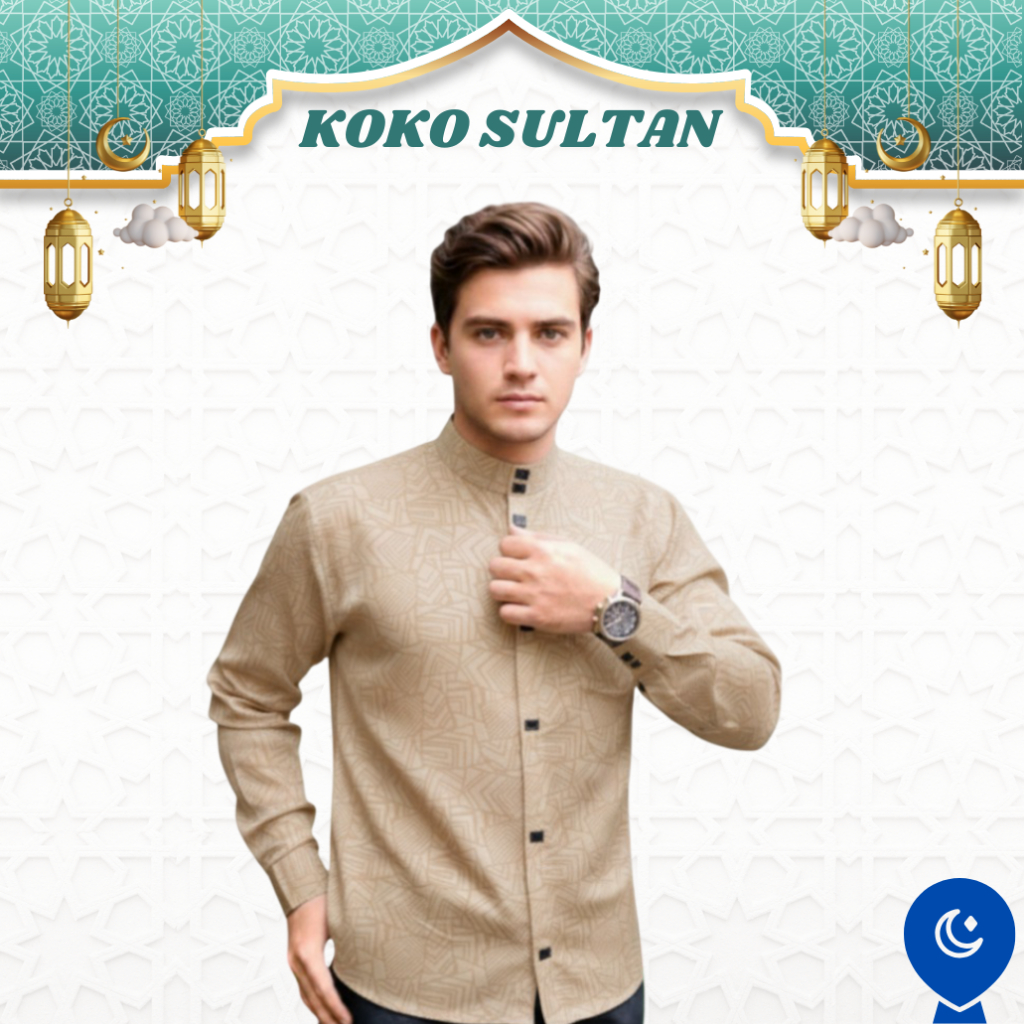 Koko Pria Dewasa Sultan Embos Motif Etnik Lengan Panjang Keren