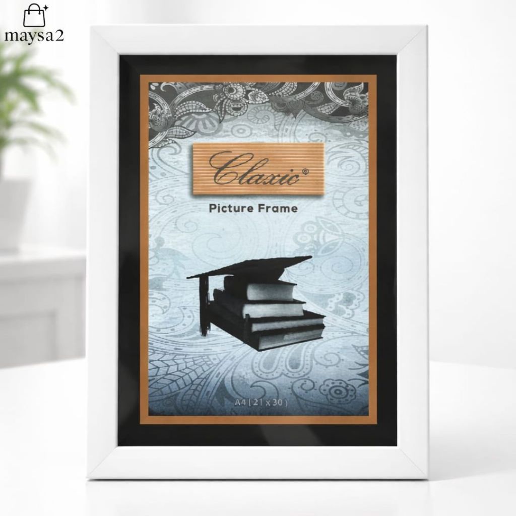 Bingkai Foto A4 21x30 cm Minimalis | Frame A4 | Bingkai Sertifikat / Poster / Foto | Hitam Putih