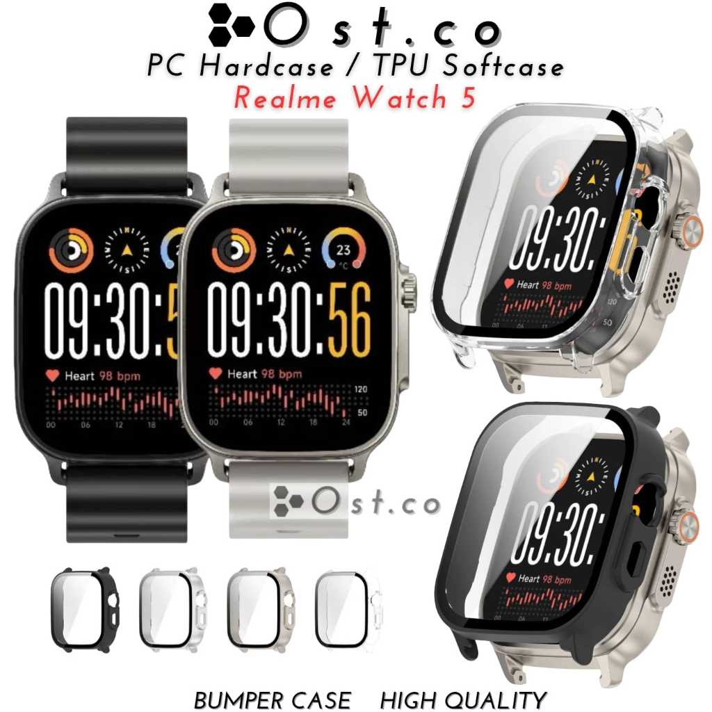 Bumper Case realme Watch 5 Hardcase Tempered Glass PC Softcase Realme Watch 5