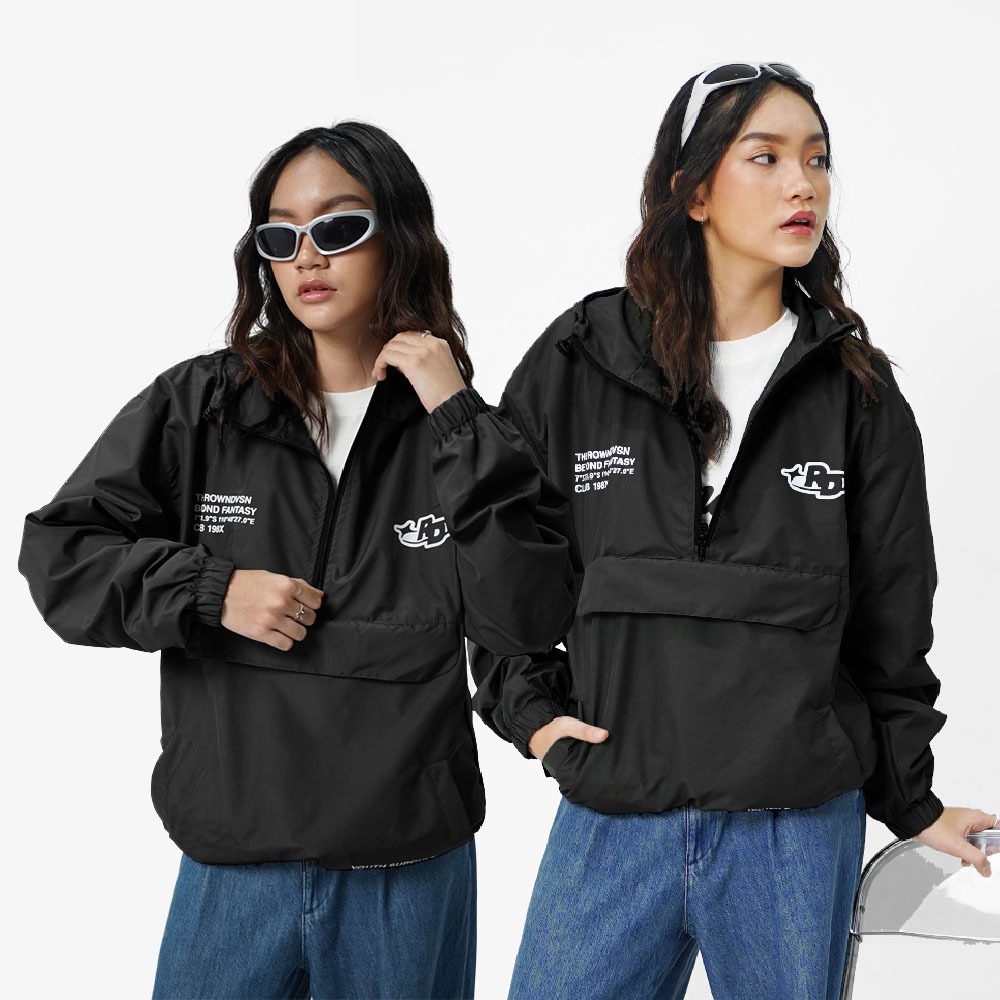 Rown Division Windbreaker Jacket || Willton Black Jaket Parasut