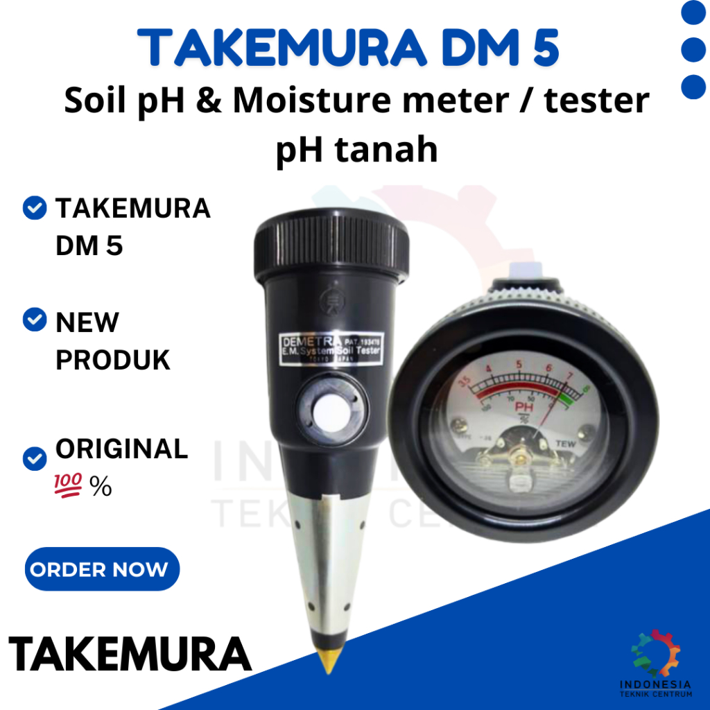 TAKEMURA DM 5/DM5/DM-5 Soil pH & Moisture meter / tester pH tanah