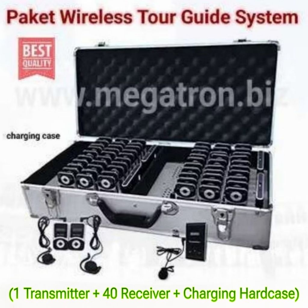 Paket Wireless Tour Guide System 1 TX + 40 Receiver +Charging Hardcase