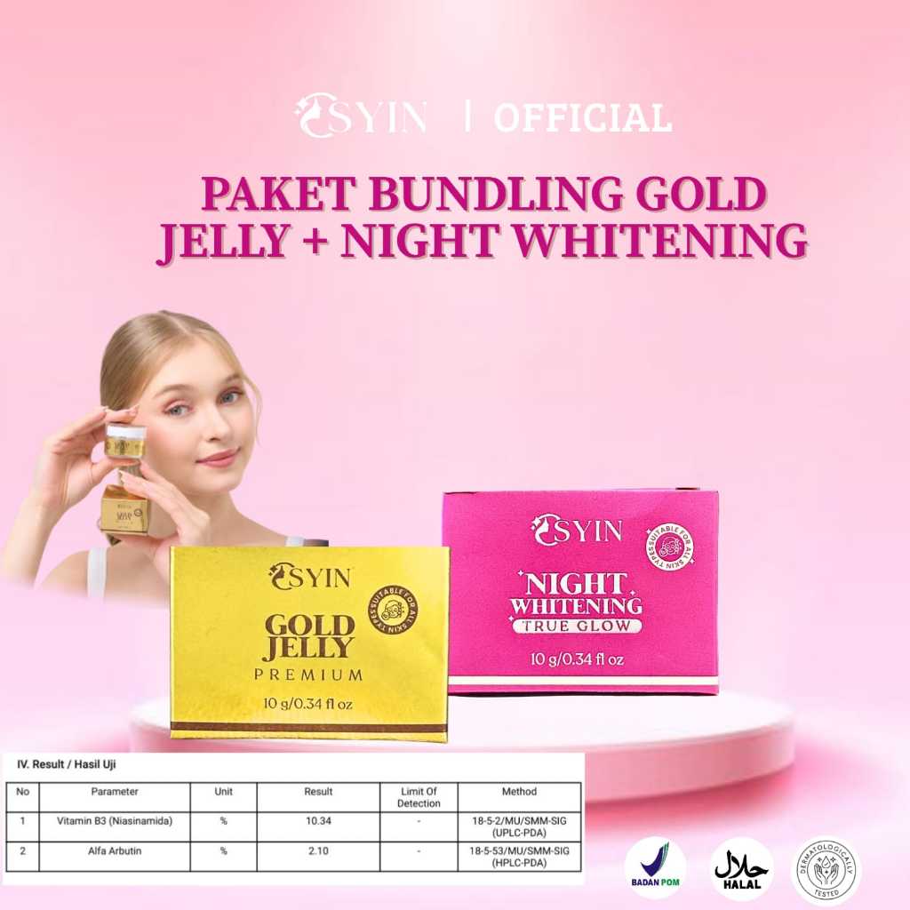 PAKET Bundling Gold Jelly Premium + Night Whitening True Glow Osyin Glow