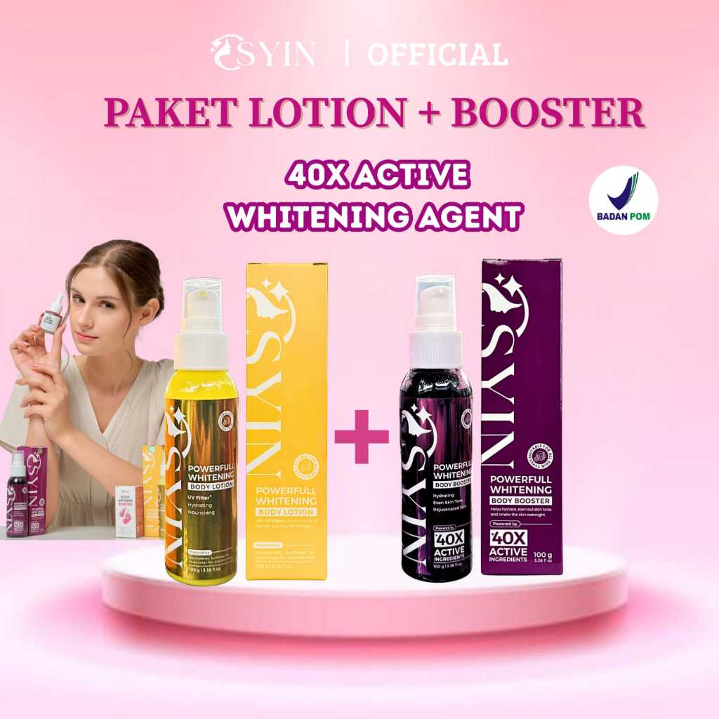 PAKET POWERFULL WHITENING Body Lotion + POWERFULL WHITENING Body Booster Osyin Glow