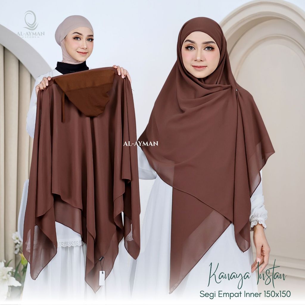 Hijab Segi Empat Instan Inner Jilbab Instan Jumbo Ceruty Babydoll Kerudung Syari KANAYA 150x150cm