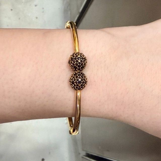 gelang bangle bola permata hitam tinju simple elegant mewah emas asli kadar 700