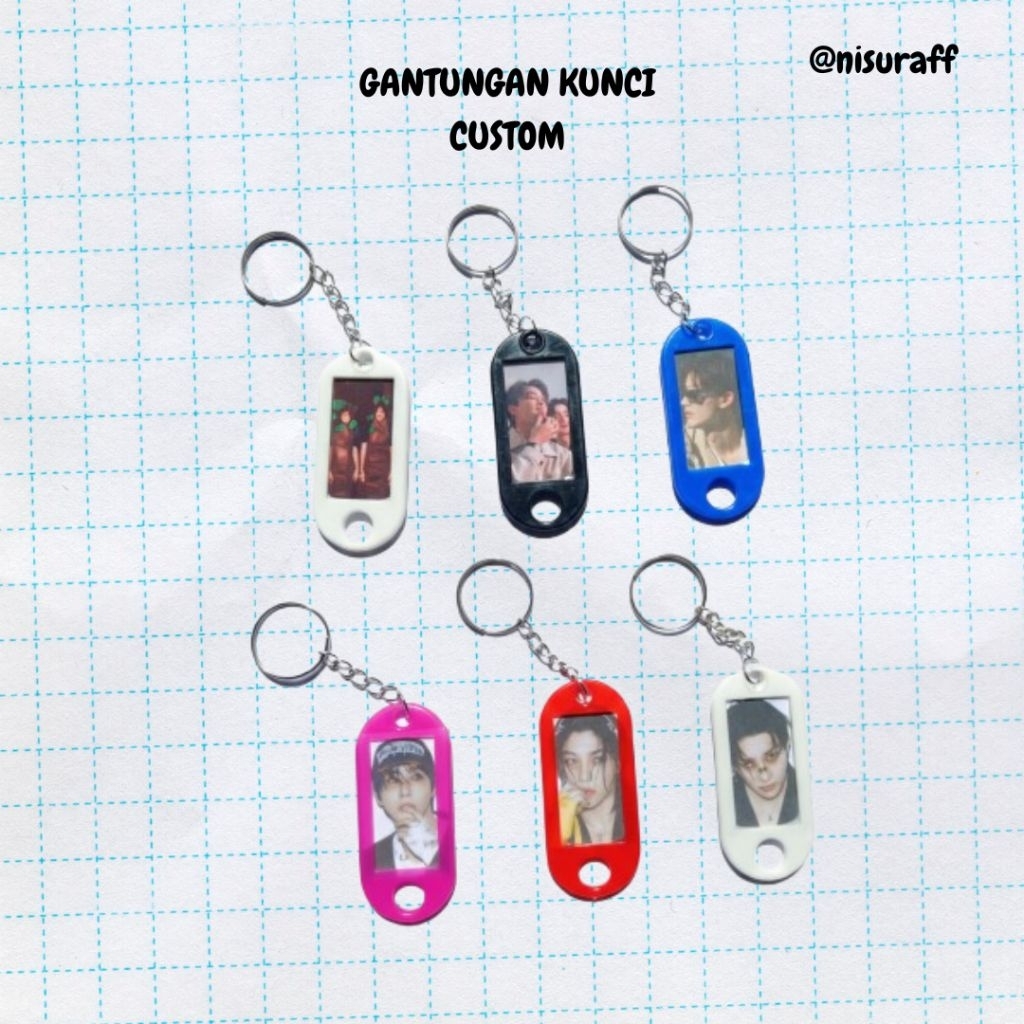 Gantungan Kunci Mini Custom - Ganci Foto Keychain Gambar Custom dengan Charm Lucu dan Bingkai Berwar