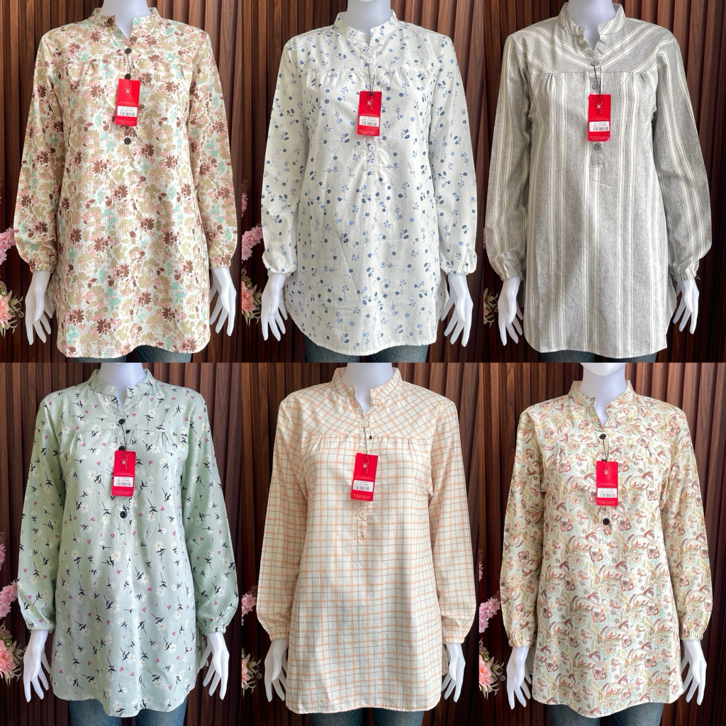 Tunik Eclo Tunik Wanita 3C Motif Kotak Kotak Tunik Wanita Bahan Katun Premium