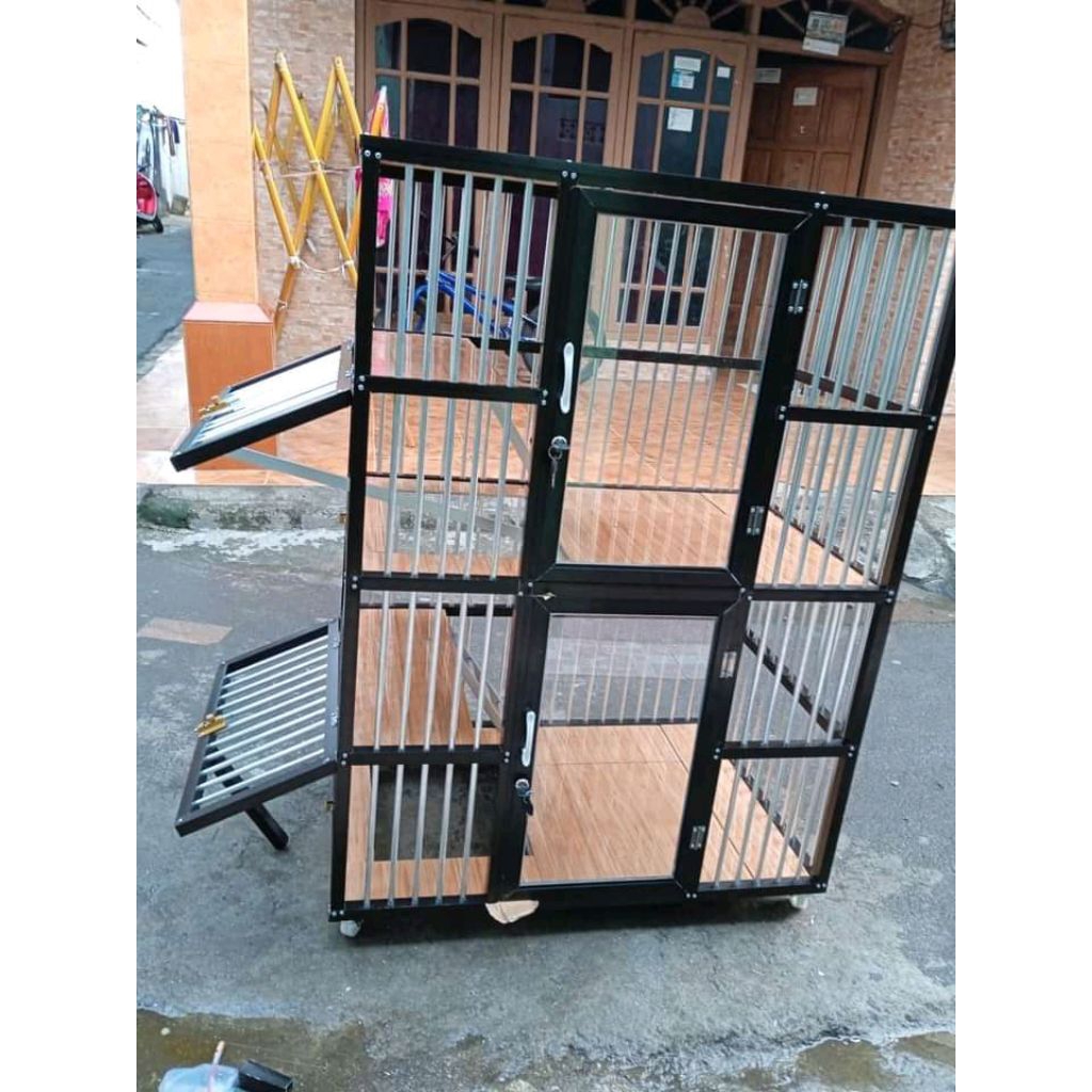 Kandang Kucing Alumunium 2 Pintu Jendela Ukuran 90x60x127