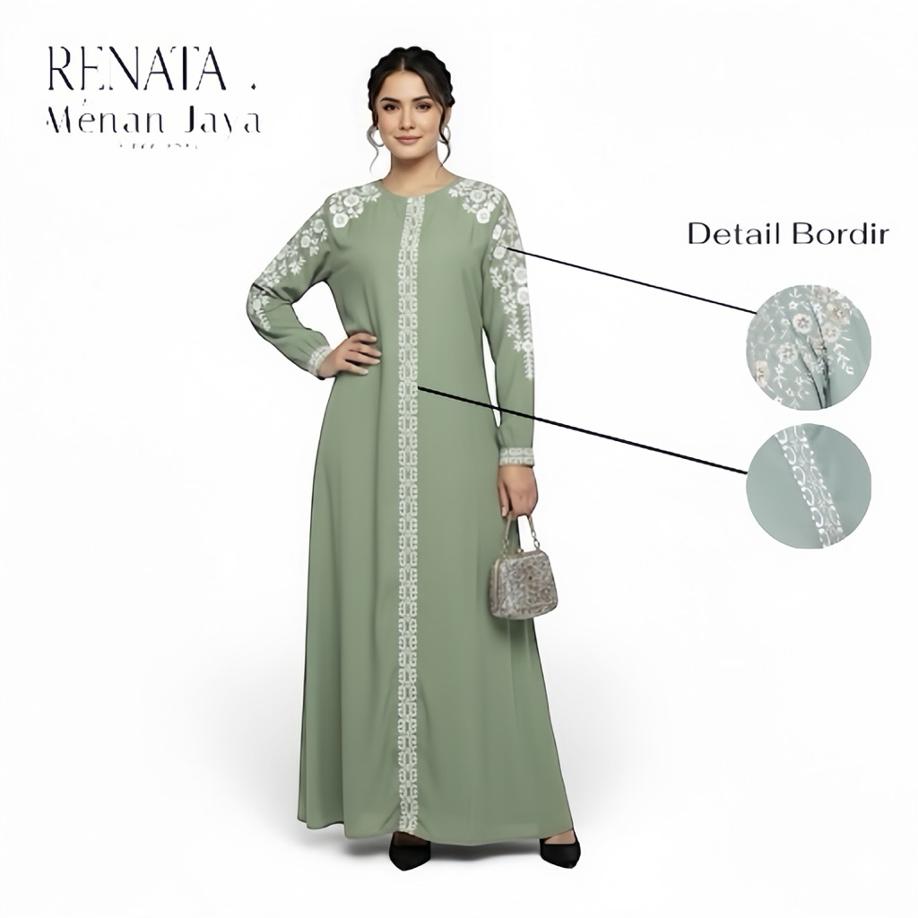Gamis Madina Renata Motif Bordir Bahan katun Toyobo Premium Drres Wanita Kondagan Gamis Busui Frienl