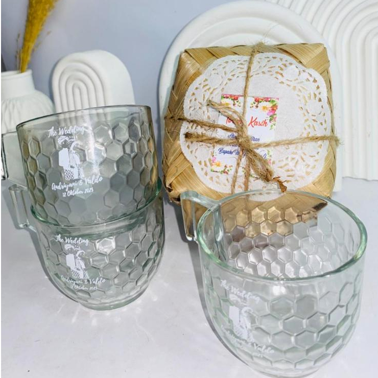 Souvenir Gelas Tumbler Gagang Kaca Cangkir Kopi Teh BBC Turki Cup Kaca Antik Glass Sablon Besek