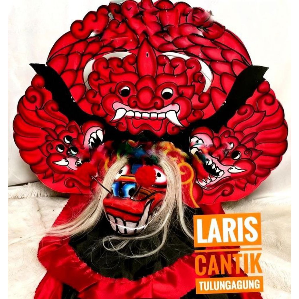 Topeng Barongan Reog Kayu Asli Anak – Ukiran Rapi, Nyaman Dipakai