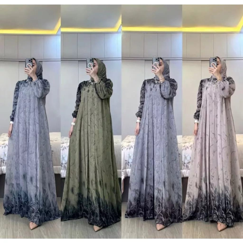 Gamis set hijab dress wanita Elegan mewah busui friandly gamis ceruty Elegan // AULIA GAMIS SET HIJA