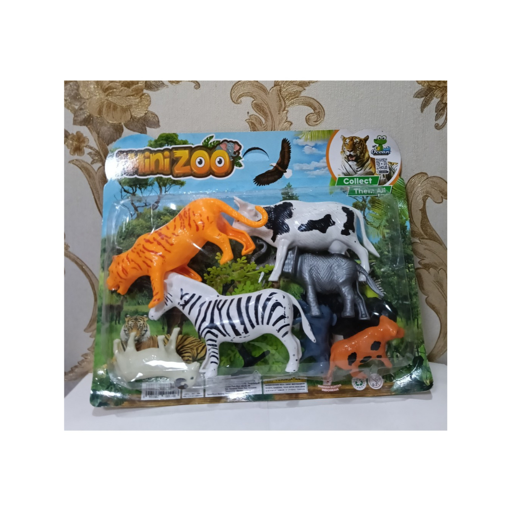 Mainan Anak Hewan Mini Zoo Plastik Edukasi 6 Binatang Usia 3-5 Tahun 27x4x22cm