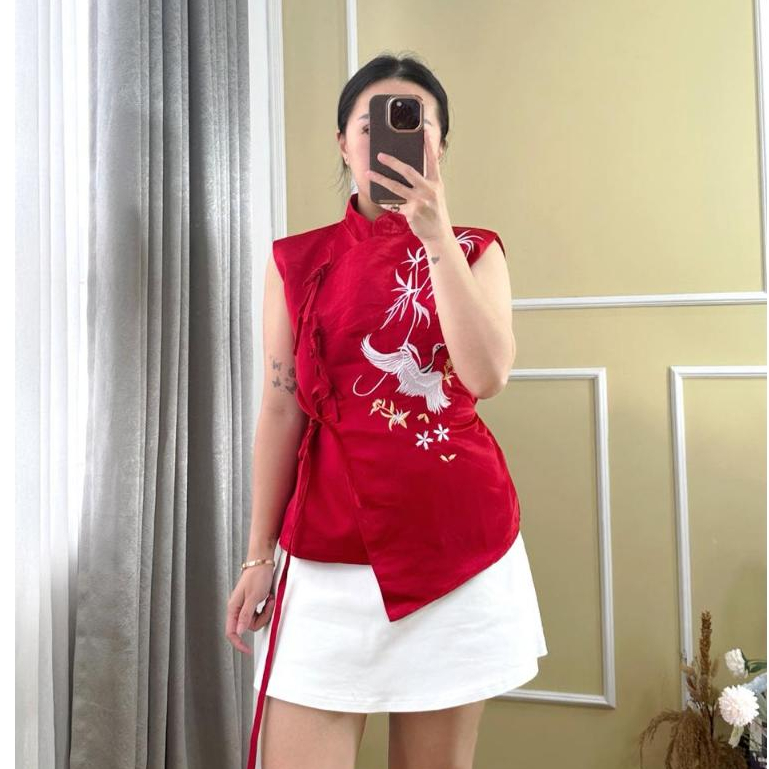 Floo Boutique - HAN QIPAO TOP | Atasan blouse wanita vest cheongsam qipao edisi cny imlek bordir wra