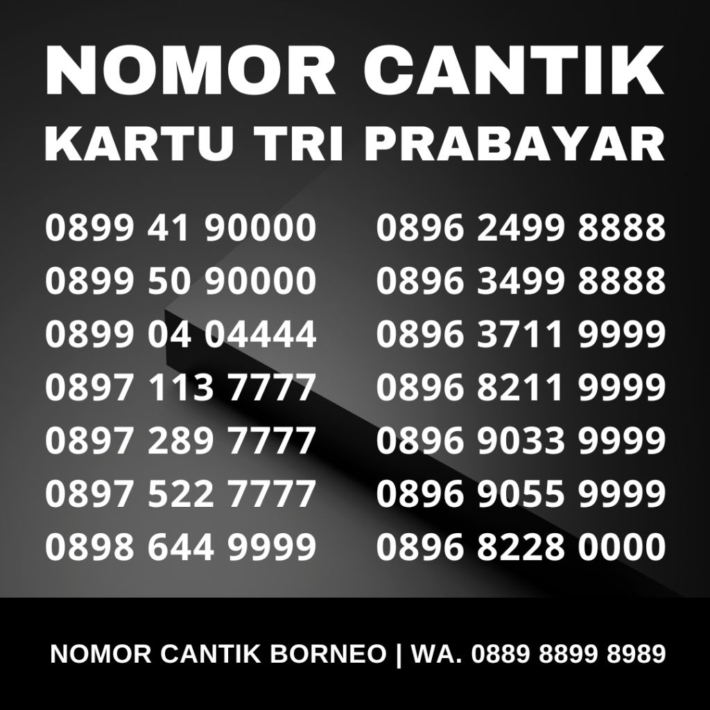 Kartu Perdana Three - Nomor Cantik Tri Prabayar - Kwarted 1111 / 2222 / 3333 / 4444 / 5555 / 6666 / 