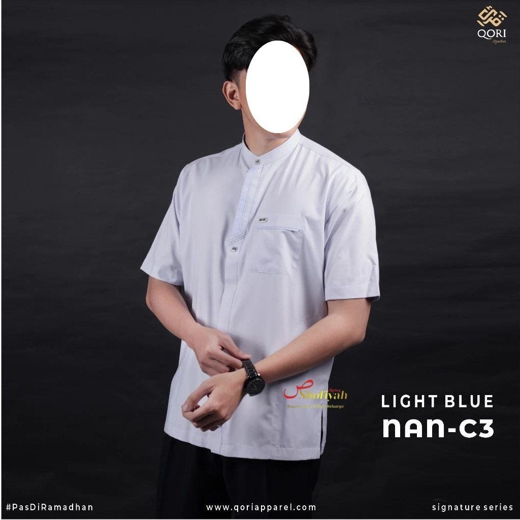 Qori Apparel Signature Nu'man bin Malik Baju Koko Pria Lengan Pendek NAN-1
