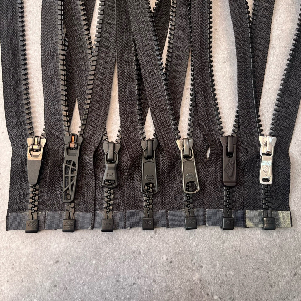 1 Pcs Resleting Jacket YKK Gigi Kasar Vislon No. 5 Warna Hitam Panjang 50 CM - 76 CM