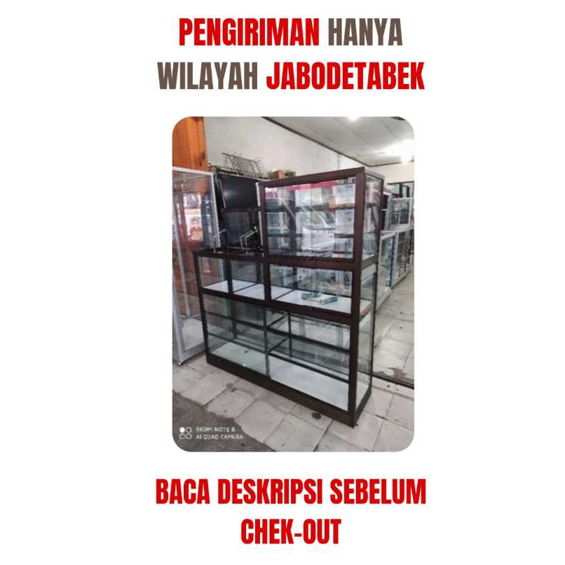 BACA DESKRIPSI / CHT TOKO / ONLY JABODETABEK / Etalase Kaca Aluminium / Etalase Jualan Aluminium Hol
