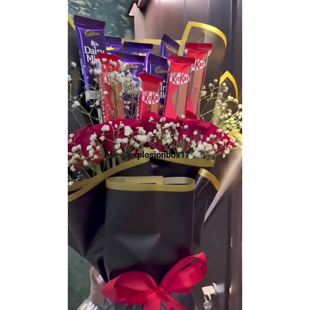 Valentine Gift Chocolate Bouquet from Cadbury Dairy Milk and KitKat