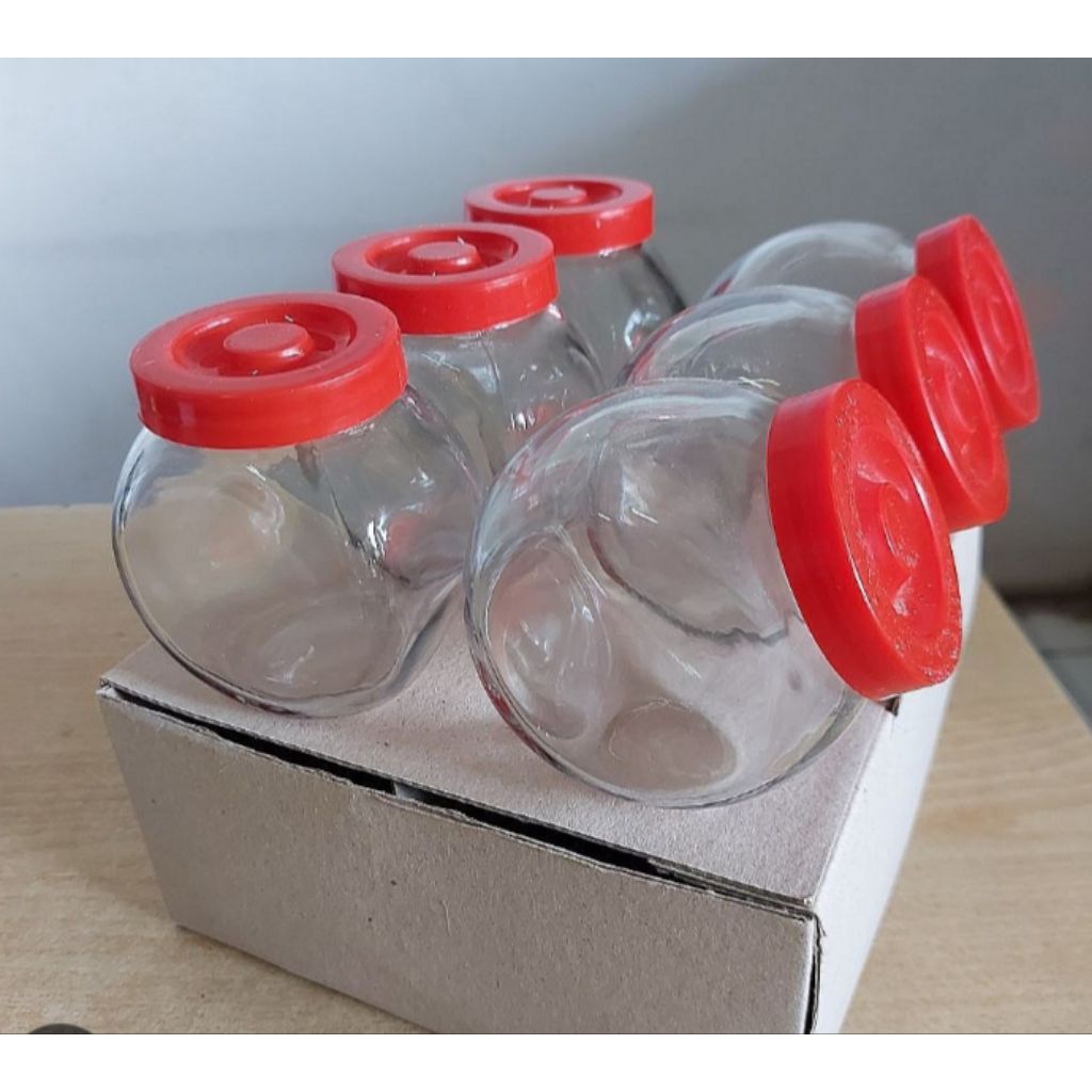 toples kaca tutup merah