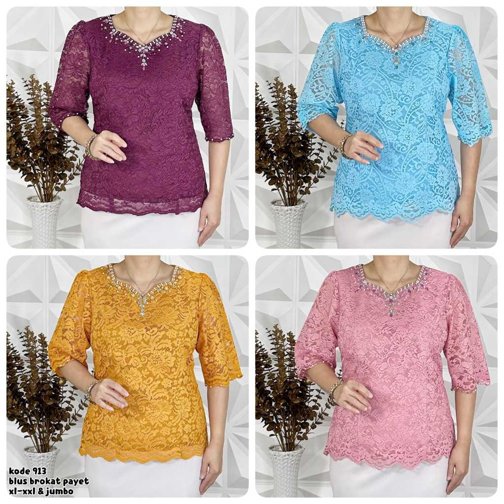 KODE 913 / 959 BAJU ATASAN BLOUSE WANITA BROKAT MEWAH