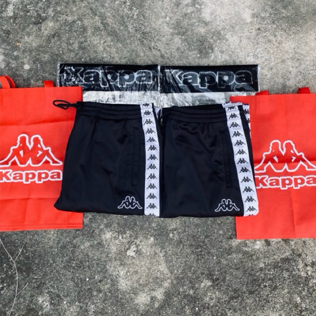 trackpants Kappa tapped black white bnwt-anyar-new
