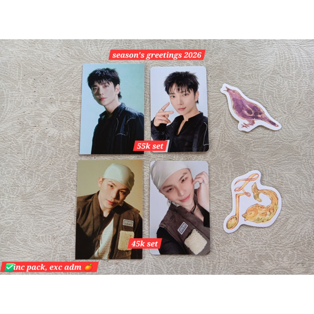 (READY INA) OPEN SHARING SEVENTEEN SEASON'S GREETINGS 2026 PC JOSHUA WOOZI POSTCARD POB STICKER SET 
