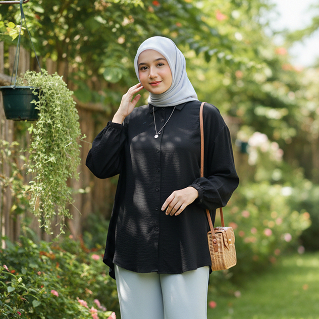 Atasan Wanita Kemeja Oversize Casual – Baju Kantor Cewek Kekinian