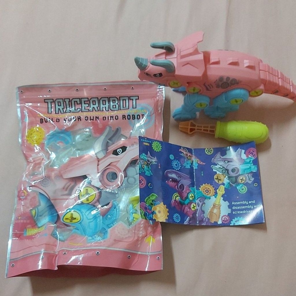 mainan edukasi anak DIY dino bot tricerabot