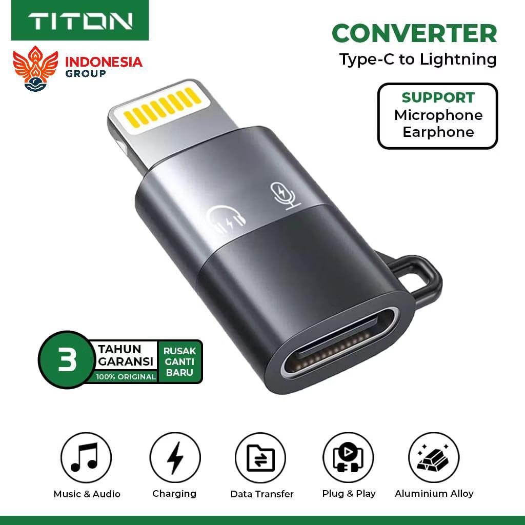 IG JKT TITON Converter Type C to Lightning iPhone Support Audio Microphone USB 2.0 Fast Charging Dat
