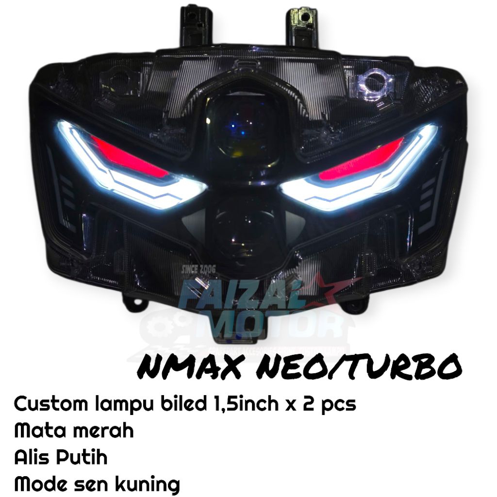READY LAMPU BILED NMAX NEO NMAX TURBO DEMON HEXAFRAME BILED CUSTOM LAMPU HEADLAMP REFLEKTOR