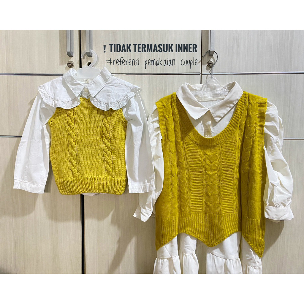 Set couple vest rajut anak & mama